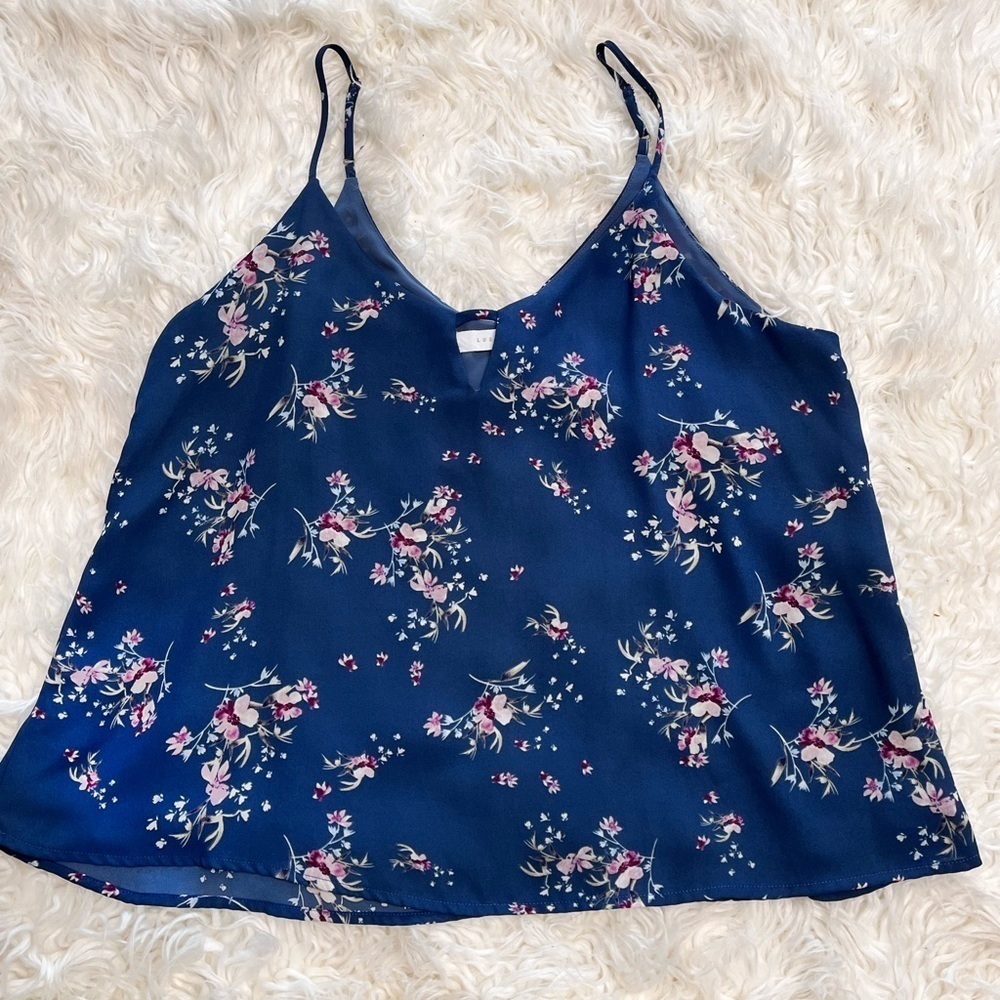 Lush Women’s Blue Floral Camisole Top. Size M